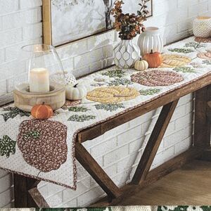 The Farmhouse Rachel Ashwell Quilted Reversible Table Runner 16x72 Thanksgiving